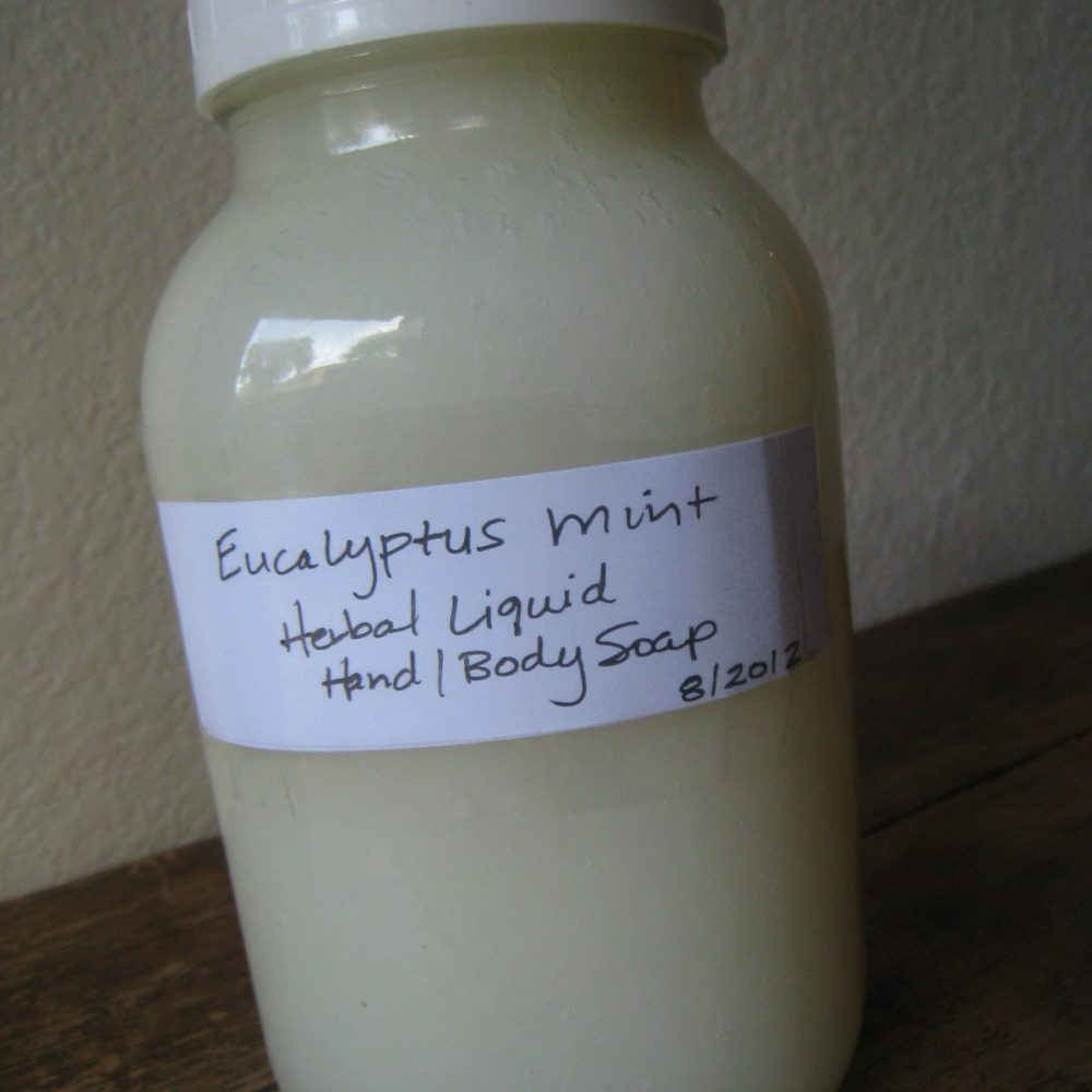 Homemade Liquid Herbal Hand Soap and Body Wash: Eucalyptus and Mint
