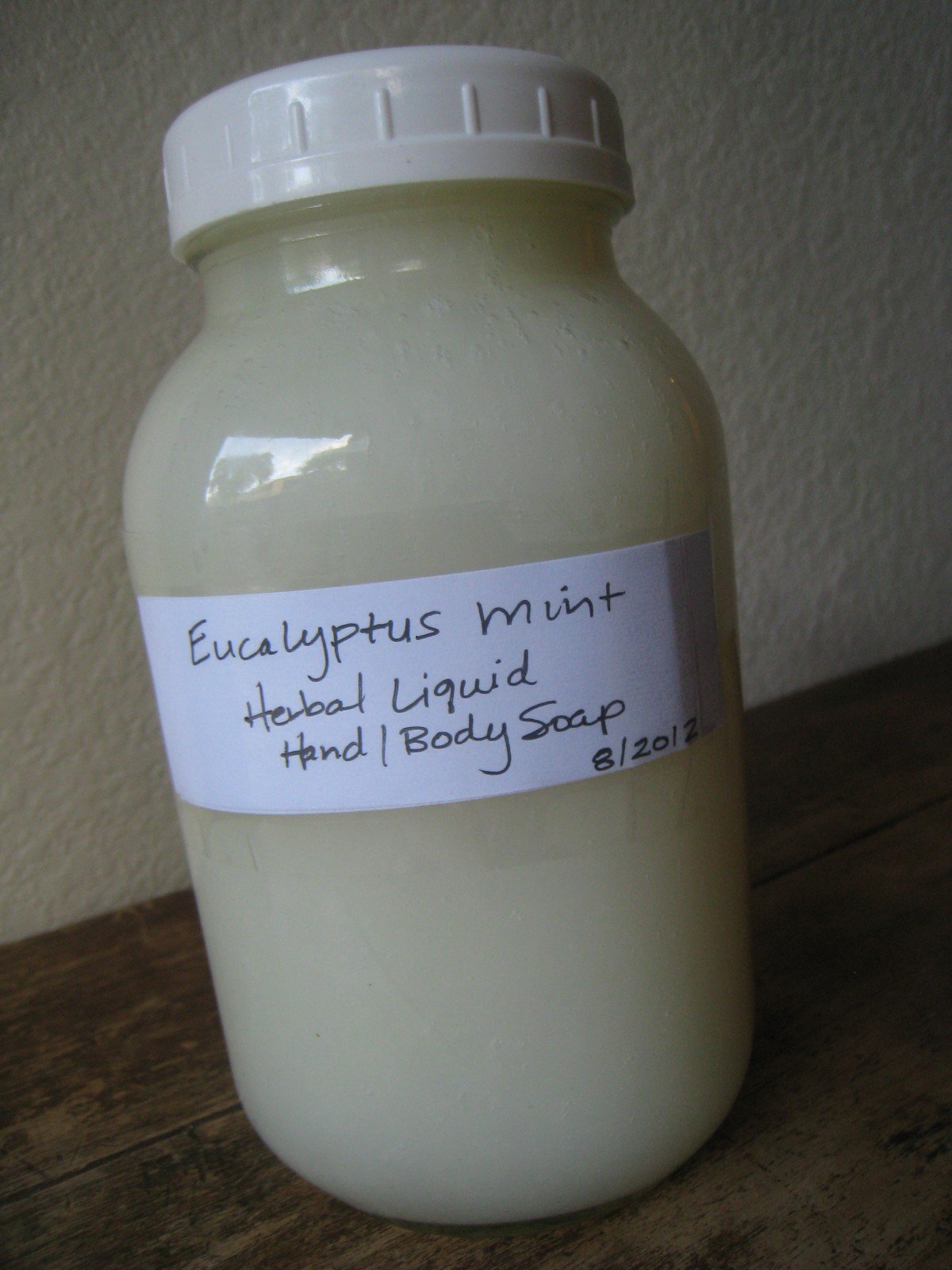 Homemade Liquid Herbal Hand Soap and Body Wash: Eucalyptus and Mint 