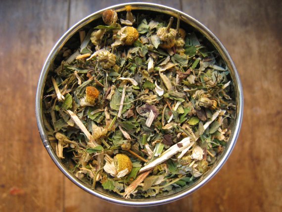 feverfew lemon balm herbal tea by Frugally Sustainable's Herbal Marketplace