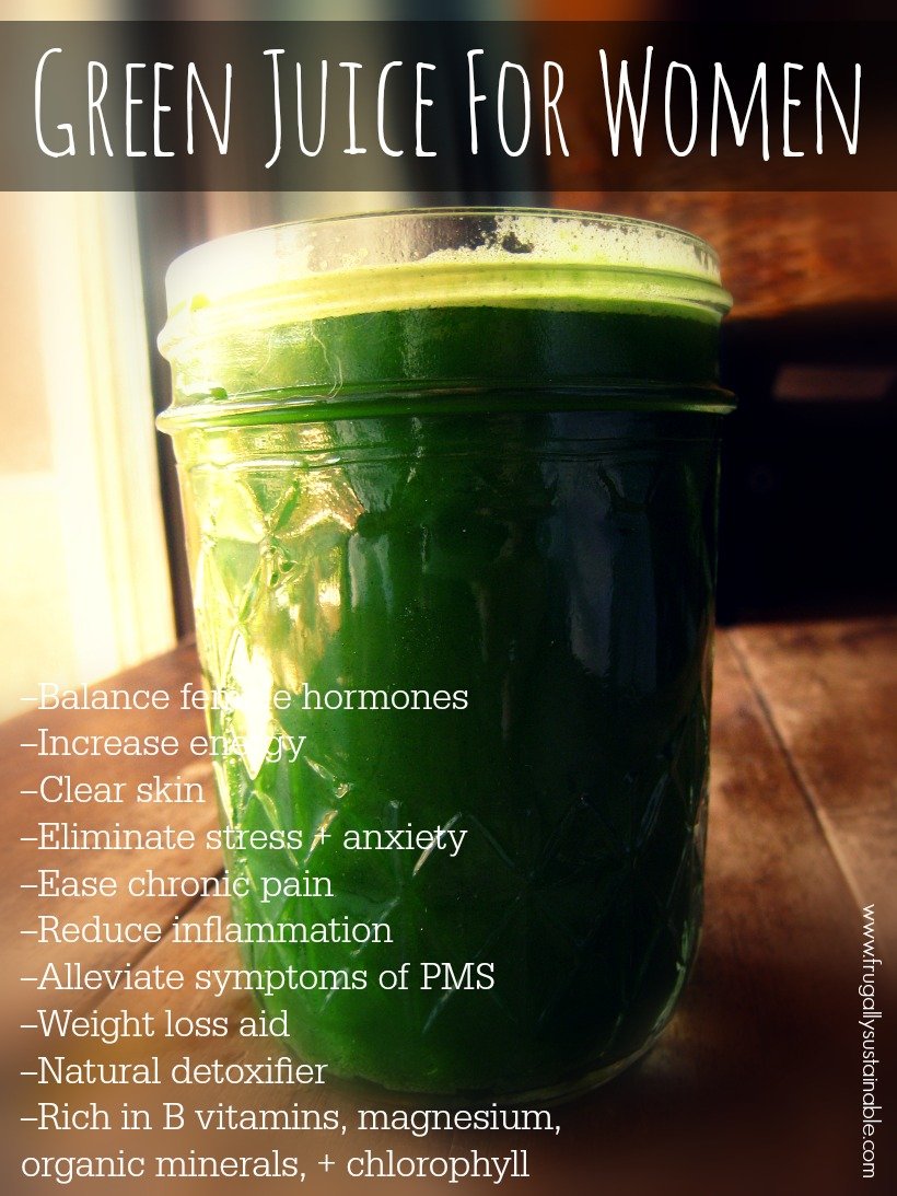 Green Juice for Women -- a juicing recipe designed to naturally balance hormones, clear skin, reduce inflammation, aid in weight loss, and so much more...